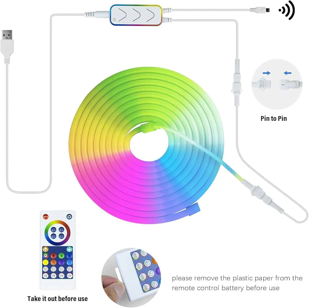 LED Neon RGB Magic Strip Light (RGB-IC Smart LED Neon Rope Light)