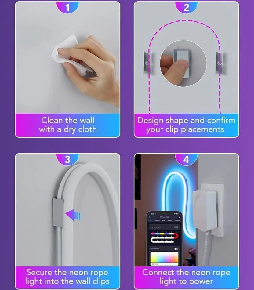 LED Neon RGB Magic Strip Light (RGB-IC Smart LED Neon Rope Light)