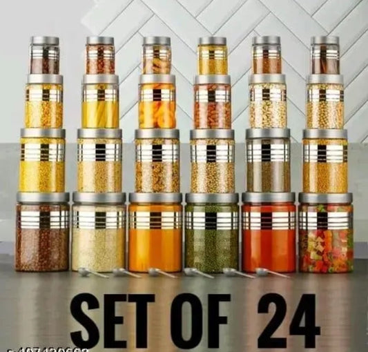Premium Airtight Kitchen Storage Jar Set – 24 Pieces
