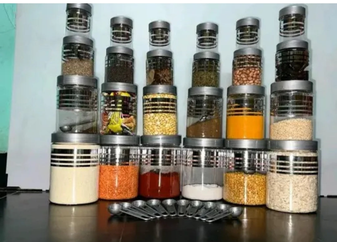 Premium Airtight Kitchen Storage Jar Set – 24 Pieces