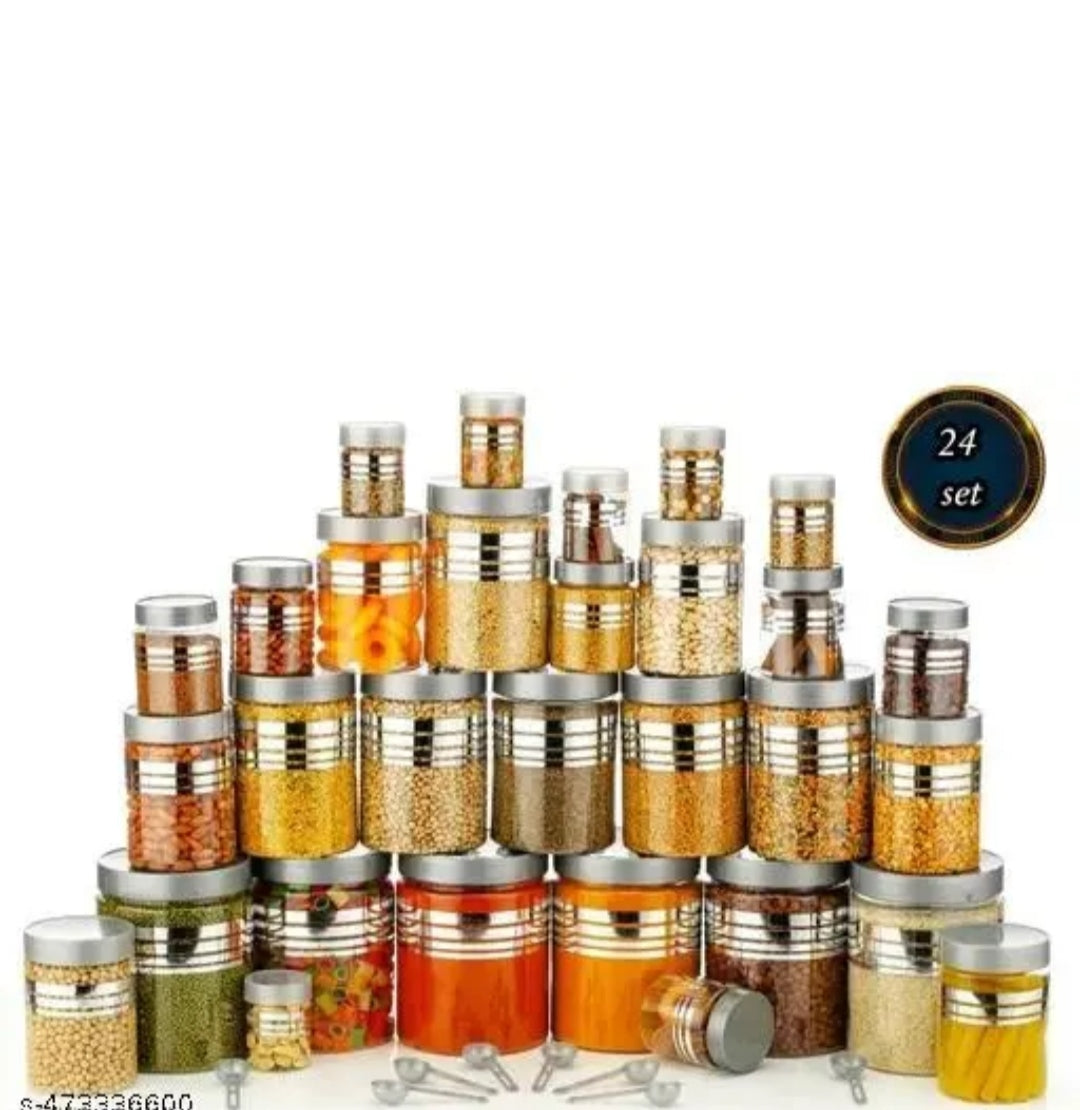 Premium Airtight Kitchen Storage Jar Set – 24 Pieces