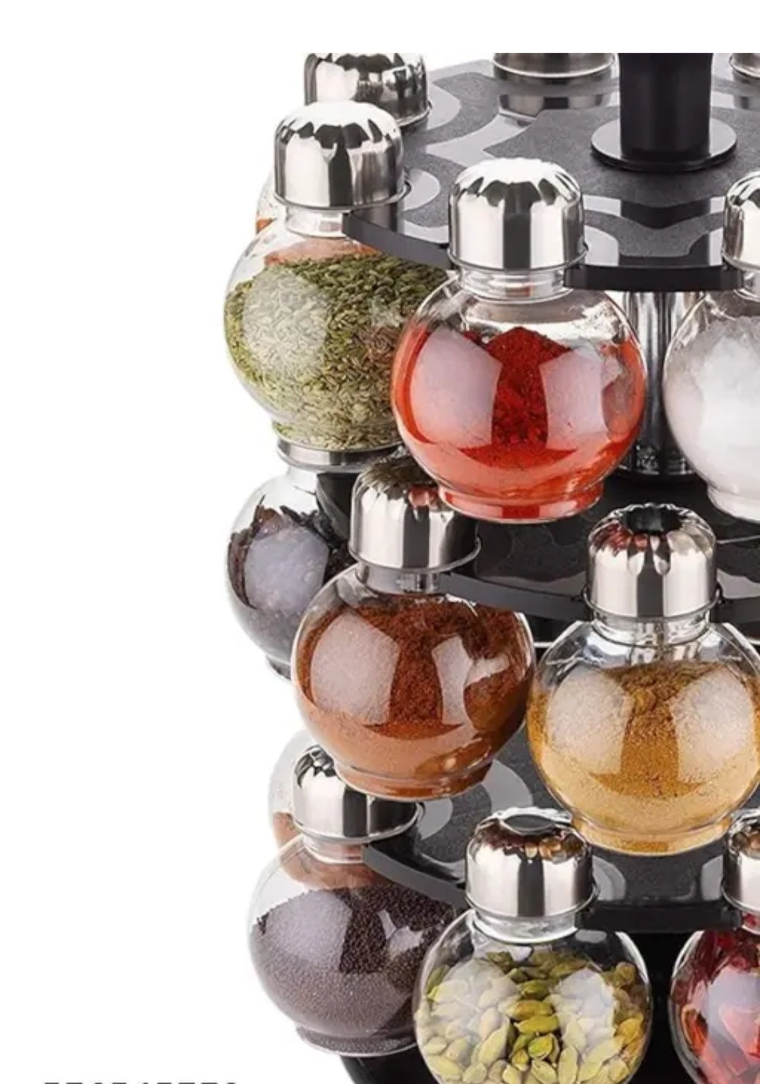 360° Rotating Spice Rack Organizer with Glass Jars