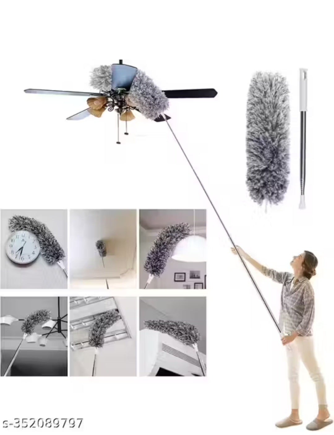 Telescopic Microfiber Duster for Ceiling Fan, Wall, and Home Cleaning